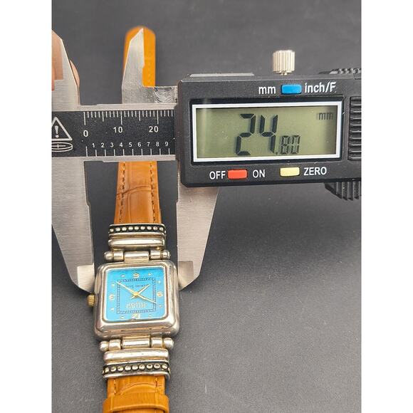 Ecclissi Sterling Silver Watch Turquoise Dial Square Case New Battery & Strap main image 7